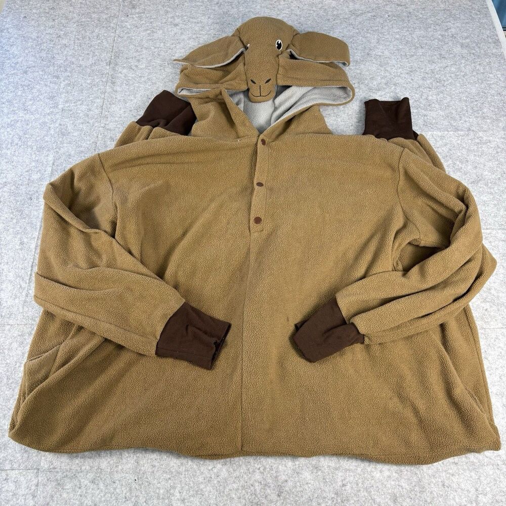 Adult Kangaroo Fleece Costume Hooded Pouch Tail Brown Unisex Halloween